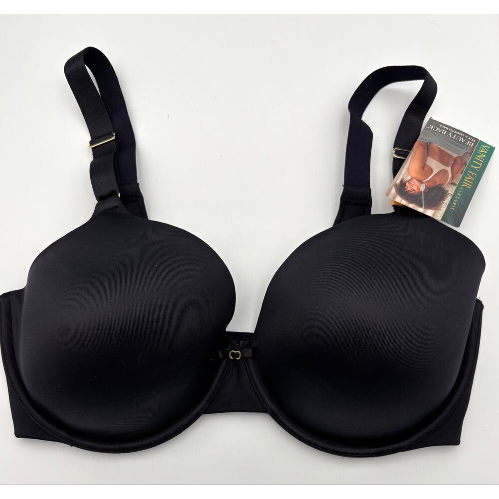 NWT Vanity Fair Beauty Back Full Coverage Underwire Bra 34DD Black Smoothing